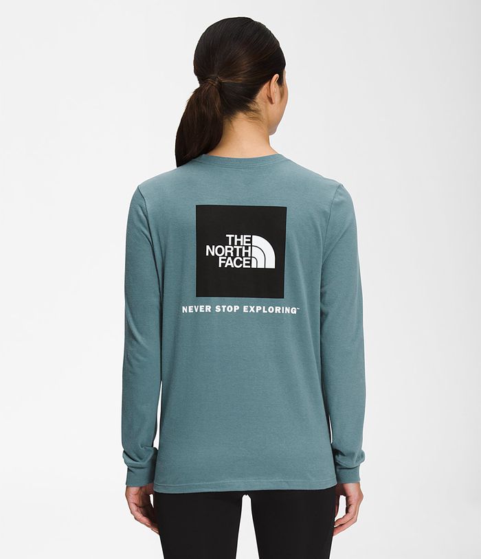 The North Face T-Shirts Μπλε Γυναικεια Μακρυμανικα Box Nse - Greece 7023VHLSA